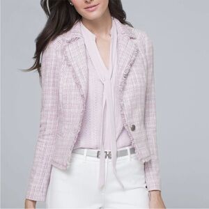 White House Black Market Tweed Fringe Jacket Lilac Wisteria Purple 6 4501972945
